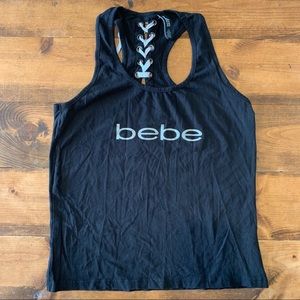 Black Bebe Lace Up Back Sleep Shirt Size Large